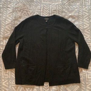 Talbots Black Cashmere Open Cardigan in Large